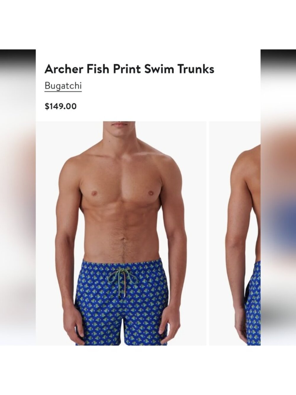 Bugatchi Archer Fish Print Swim Trunks